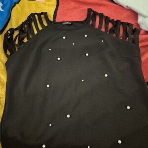 SHEIN Black Embellished Cut Out Tank Top